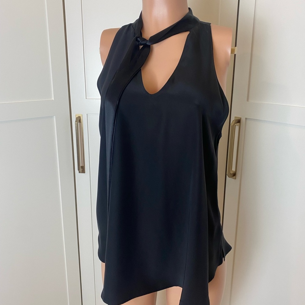 Amanda Uprichard Black Tie-Neck Tank Top